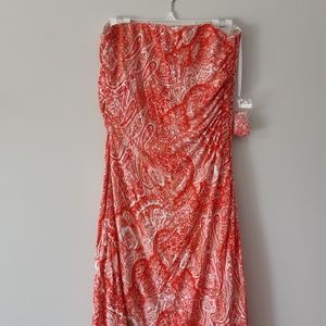 Red strapless summer dress
